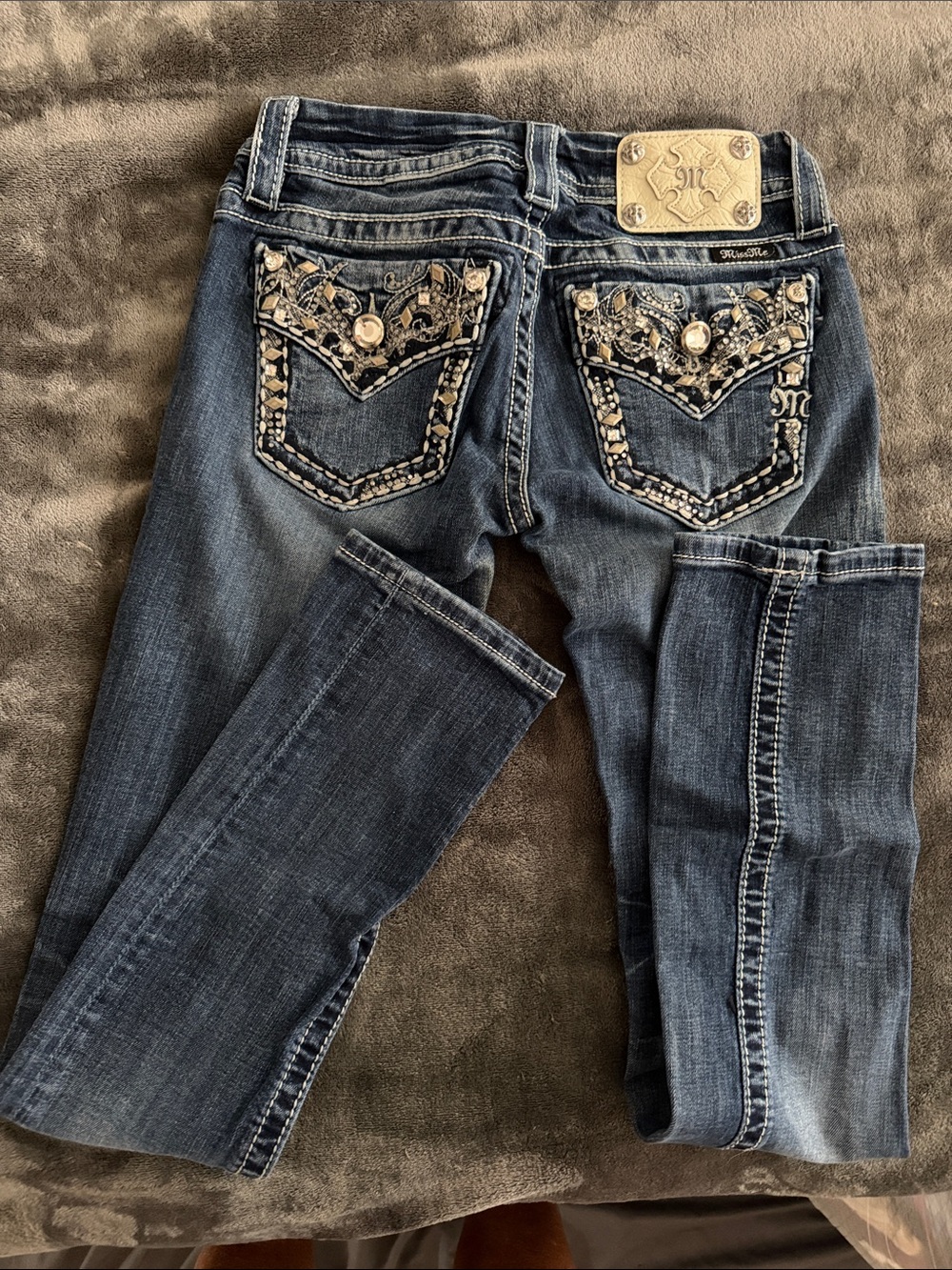 Miss Me Dark Blue Embellished Skinny Jeans